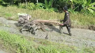traktor diesel RD85 G600 meratakan tanah di sawah pegunungan gunakan Garu sawah
