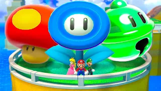 What if Mario use 999x Giga Fire Mushroom, Green Cat Bell & Ice Flower in Super Mario 3D World