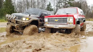 Comparison test of Blazer K5 and Pajero in the mud truck ... Traxxas TRX-4 vs MST CFX-W