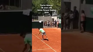 Carlos Alcaraz 16 years old serve + 1, Junior Roland Garros 2019 #tenniscoaching #tennis