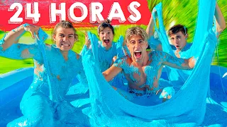 24 HOURS IN THE LARGEST SLIME POOL IN THE WORLD !!