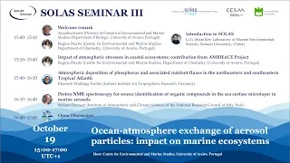 SOLAS Seminar III: Ocean-atmosphere exchange of aerosol particles: impact on marine ecosystems