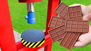 EXPERIMENT CHOCOLATE BAR  VS HYDRAULIC PRESS