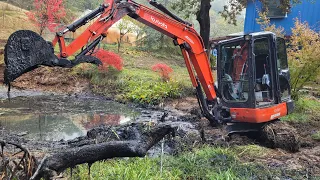 Nasty pond cleaning with the Kubota KX-040 excavator