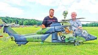 GIANT RC TIGER GERMAN SCALE MODEL TURBINE HELICOPTER FLIGHT DEMONSTRATION