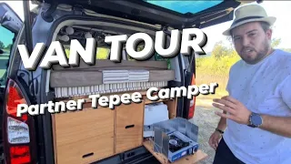 👉 Increíble MINI CAMPER Peugeot Partner Tepee Con CAMA de NIÑO, NEVERA, DUCHA. Sin homologar y fácil