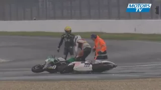 An unusual crash for two race bikes