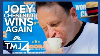 Joey Chestnut eats 14.5 burritos in 10 minutes to win World Burrito Eating Championship