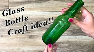 HOW TO MAKE BEAUTIFUL FLOWER vase using empty glass bottle craft idea easy