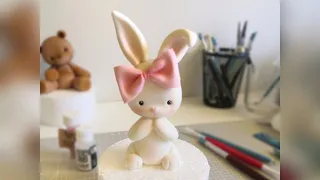 sugar paste decor cute little bunny caketopper . Зайка из мастики, урок лепки, декор на торт