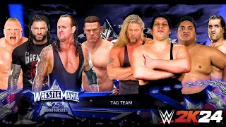 WWE 2K24 - Team Undertaker Roman Reigns John Cena & Brock Lesnar vs Super HeavyWeights