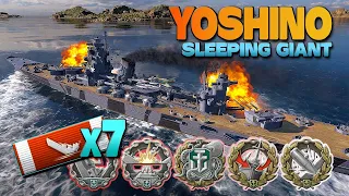 Cruiser Yoshino on map Sleeping Giant, 7 ships destroyed - World of Warships