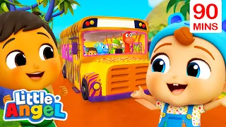 Wheels on the Dinosaur Bus | Job and Career Songs | @LittleAngel Nursery Rhymes for Kids