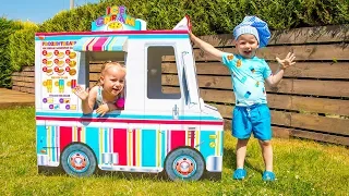 Alex pretend Selling Ice Cream from Ice Cream Truck