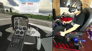 Helicopter piloting test on 2DOF VR Motion Sim - new MSFS Cabri G2.