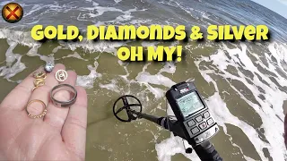 Gold Diamonds & Silver, Oh My! Metal detecting with the XP Deus 2 at the Beach #metaldetecting