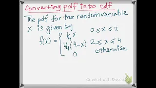 Pdf to cdf continous random variable