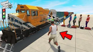 GTA 5 : Franklin First Train Experience From Railway Station With Shinchan & Pinchan in GTA 5 !