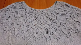 Летняя блузка спицами "Серебро", 1 часть МК