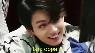 jungkook's reaction when a little girl called him oppa