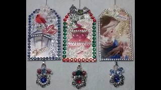 DIY~Beautiful & Sparkly D.T. Christmas Card Tag Ornaments!