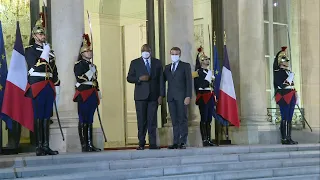 Emmanuel Macron welcomes the President of Kenya Uhuru Kenyatta to the Elysée Palace | AFP