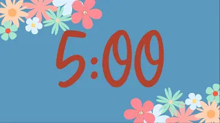 5 Minute Spring Flower Classroom Timer (No Music, Fun Synth Alarm at End)