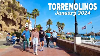 Torremolinos Beach Promenade Sunshine Walk Malaga Spain January 2024 [4K]