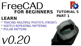 FreeCAD 0.20 For Beginners | 5.1 | Tracing from Photos Project | Repeating Features | Polar Patterns