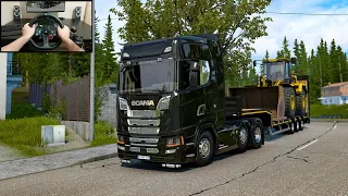 Wheel Loader Transport by Scania 540 S - Euro Truck Simulator 2 | G29 + Shifter