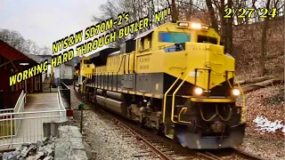 NYS&W SD70M-2’s Working Hard Through Butler, NJ!! 2/27/24