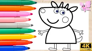 Gabriella Goat, Friend of Peppa Pig Drawing and Coloring for Kids Toddlers Preschoolers | FunDrawing