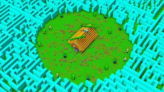 The Villager BUILD a MAZE and are protected from the Zombie Apocalypse in Minecraft #minecraft
