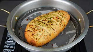 No Yeast, No Oven Garlic Bread Recipe In Kadai | Eggless | Easy Garlic Bread | N'Oven