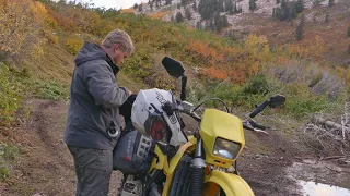 Fall motorcycle camping in the mountains. cinematic adventure - DRZ400