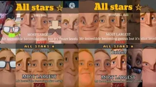 Mr incredible becoming idiot vs genius vs idiot but it's smart vs genius but it'd idiot all stars