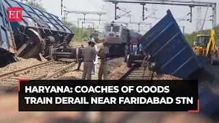 Two coaches of goods train derail near Faridabad station in Haryana; no injuries reported