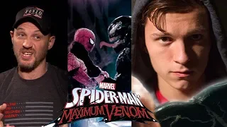 Tom Holland and Tom Hardy talking about a Spider-Man and Venom crossover movie