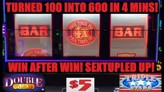 High Limit Slots! Win after Win on Double 3x 4x 5x Dollars! Triple Stars + Double Gold Slot Play!