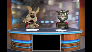 Talking Tom and Ben falling out of their chairs in the news ￼