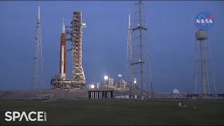 NASA's Artemis 1 moon rocket arrives at launch pad 39B in time-lapse