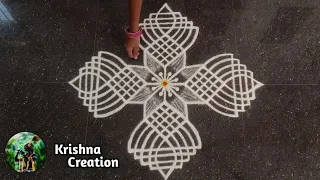 Easy Padi Kolam Design with 7x1 dots | Simple Padi Kolam | Beautiful Rangoli | Padi kolam Muggulu