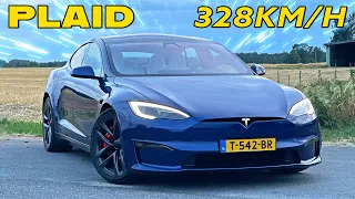 328KM/H Tesla PLAID TRACK PACKAGE // TOP SPEED REVIEW on AUTOBAHN