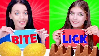 BITE OR LICK ASMR FOOD CHALLENGE | EATING SOUNDS LILIBU #3