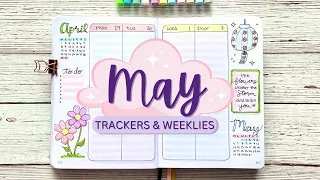 May plan with me 🌸 trackers & weeklies 🌸 spring bullet journal pt. 2