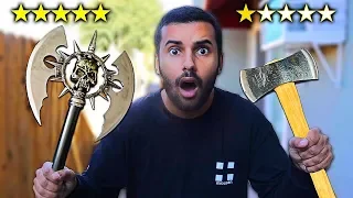 I Bought The BEST Rated and WORST Rated WEAPONS On Amazon!! AXE EDITION!! (5 STAR VS 1 STAR))