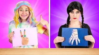 WEDNESDAY vs. ENID KUNST-CHALLENGE || COOLE TRICKS UND MAL-TECHNIKEN