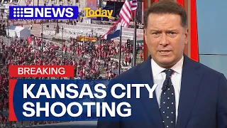 Shots fired during Kansas City Chiefs Super Bowl victory parade | 9 News Australia