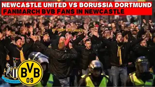 Corteo Borussia Dortmund fans in Newcastle | Newcastle United vs Borussia Dortmund | 25-10-2023