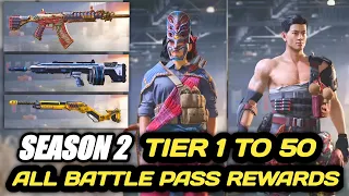 Season 2 Tier 1 To 50 All Battle pass Characters + Weapons + Emote And All Free Rewards Codm 2024